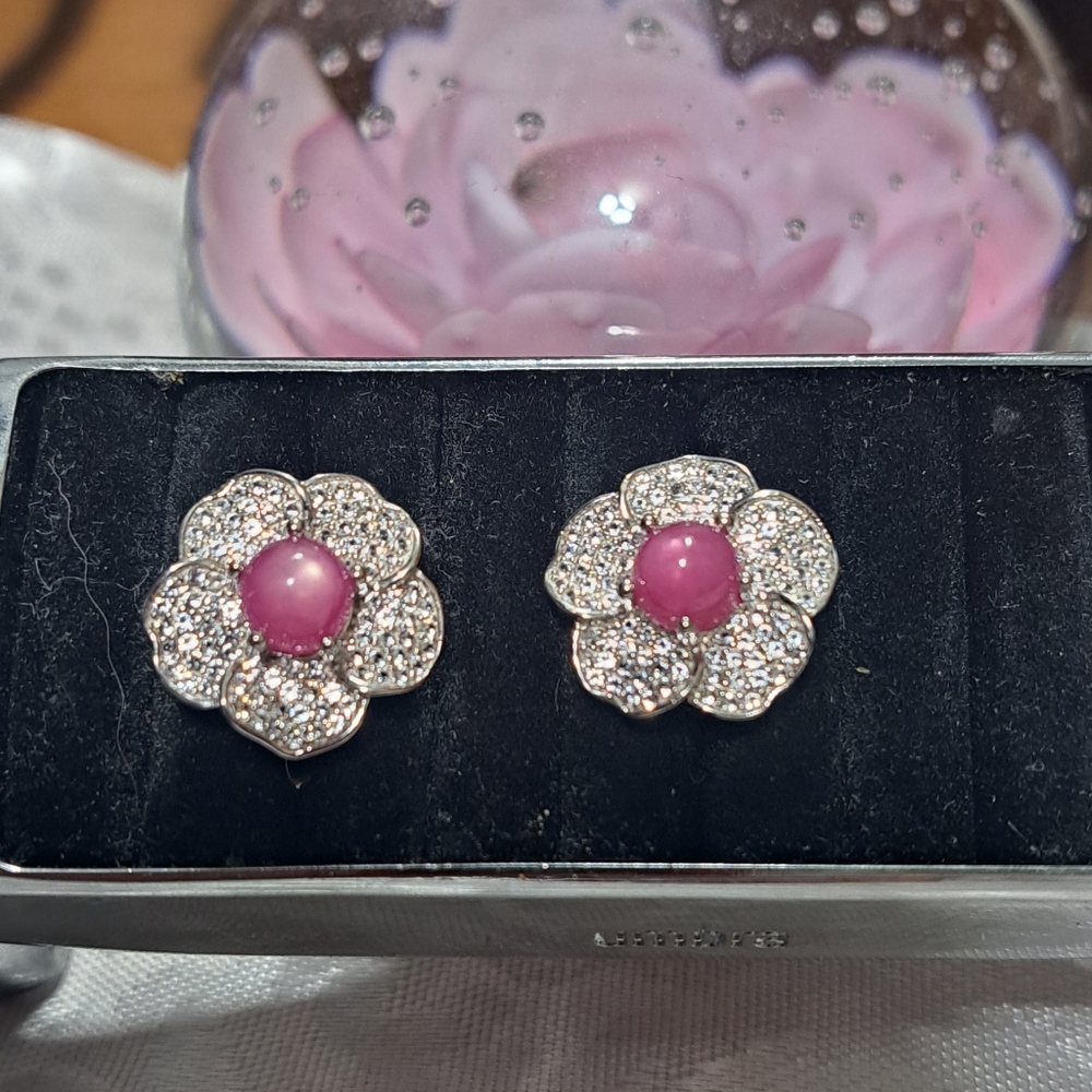 Natural Ruby and white topaz 14 Wgp over 925 sterling.ruby 6mm topaz accent 1.5m
